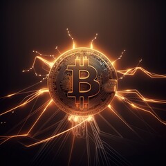 Shiny bitcoin, Bitcoin data , photo generated by IA, crypto coin