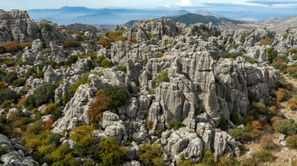 increíbles formaciones rocosas en el torcal de Antequera, Andalucía	