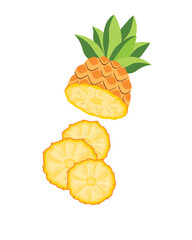 Sliced Pineapple fruit. Vector illustration cartoon flat icon isolated on white background.