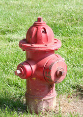 Red Fire Hydrant with grass background in Carmel, Indiana