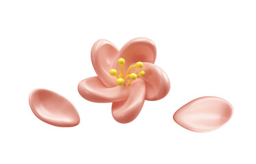 Cherry Blossom Sakura emoji illustration. Simple and cute petal isolated. 3d illustration