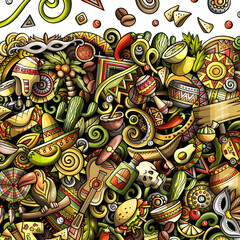 Obraz premium Latin America detailed cartoon border illustration