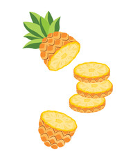 Sliced Pineapple fruit. Vector illustration cartoon flat icon isolated on white background.