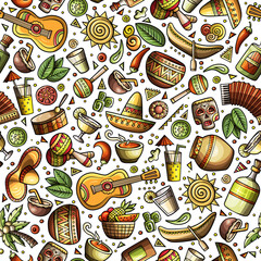 Latin America сartoon funny seamless pattern