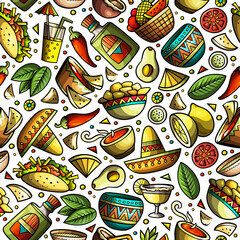 Latin America сartoon funny seamless pattern