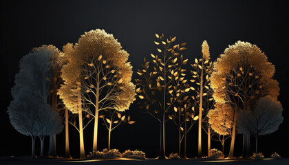 forest in gold colors, background image, dark background