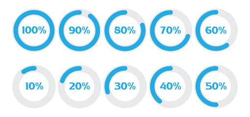 Infographic percentage circle icons vector illustration isolated on white background.