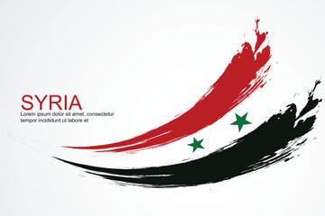 Syria flag illustration in brush stroke design