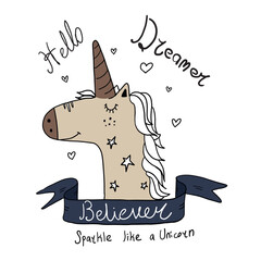 unicorn illustration for print