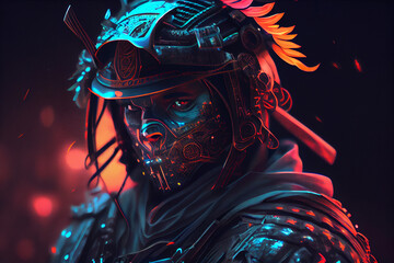 ronin portrait in anime style AI-generated illustration - 575290519