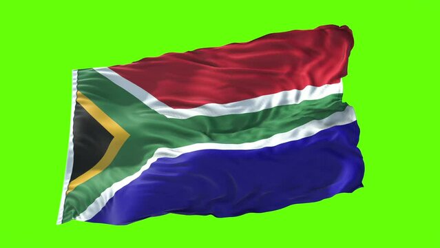 South Africa flag slow motion green screen footage