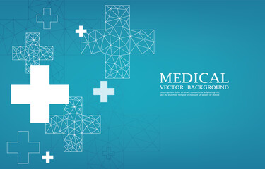 Vector medical blue wallpaper.futuristic cross shape.polygon.modern medical background.