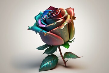 Fototapeta na wymiar Beautiful coloured multicolor rose isolated for your birthday. Flower rose.