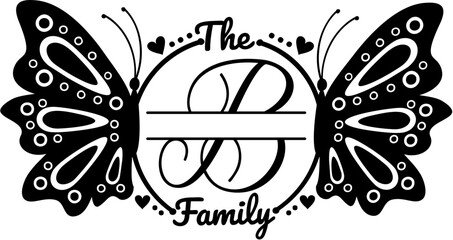 The Family Butterfly Monogram Design