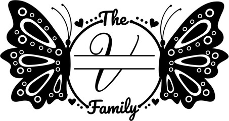 The Family Butterfly Monogram Design