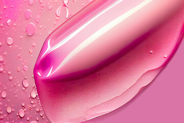 Macro photo of pink cosmetic texture. Wallpaper design beauty concept. Generative AI.