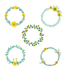 set of floral wedding wreath