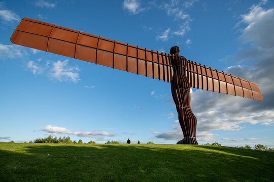 Tyne and Wear, England, UK: 29 May 2022. Views of the back of the Angel of the North, against a blue, summer sky