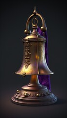Detailed table bell on dark background. Generative ai.