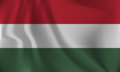Flag of Hungary, with a wavy effect due to the wind.