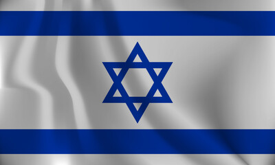 Flag of Israel, with a wavy effect due to the wind.