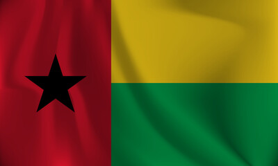 Flag of Guinea Bissau, with a wavy effect due to the wind.