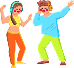 couple listening to music vector