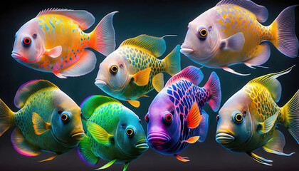 colorful abstract fish, similar to a perch, background image - obrazy, fototapety, plakaty