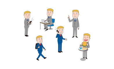 働く外国人ビジネスマンの一日のイラスト02