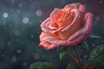 Beautiful pink rose for your birthday. Flower rose large, gift, bokeh.