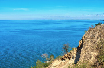 steep bank, on the background of the reservoir, ukraine