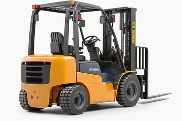 Isolated Fork Truck on White Background for Logistics and Transportation, Ai Genrative
