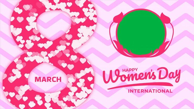 international womens day text animation with copy space green screen for put your photo to this video greeting card. 