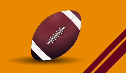 Ameracan football ball on yellow background. a football ball on an isolated background, for greeting card, banner, poster. Vector illustration