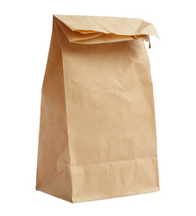 brown paper craft bag for shopping on a white background