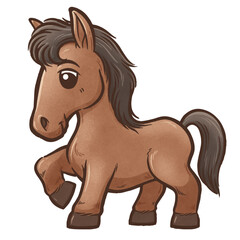 Vector illustration of a Cartoon Brown horse