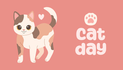 World Cat Day concept. Cat day in Russia. Holiday concept. Template for background, Web banner, card, poster
