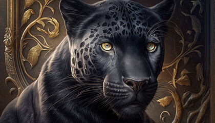 black panther, lifelike drawing