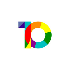 10 letter logo design with rainbow colors vector