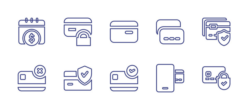 Payment Line Icon Set. Editable Stroke. Vector Illustration. Containing Money, Secure Payment, Payment, Credit Card, Rejected, Verified, Online Payment