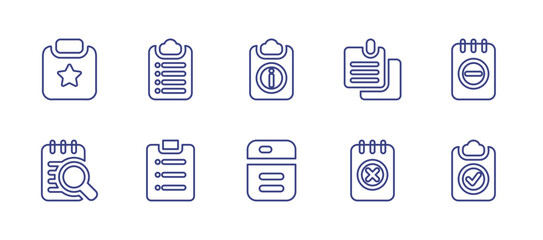Notes and task line icon set. Editable stroke. Vector illustration. Containing clipboard, notes, task, note