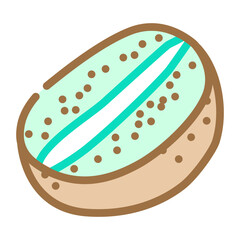 cut kiwi fruit green color icon vector illustration