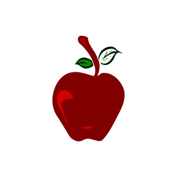 Red apple vector on the white background