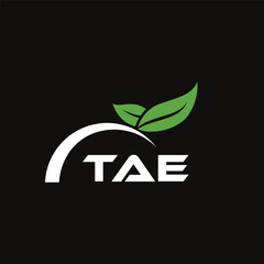 TAE letter nature logo design on black background. TAE creative initials letter leaf logo concept. TAE letter design.