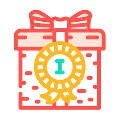 Fototapeta premium prize gift box color icon vector illustration