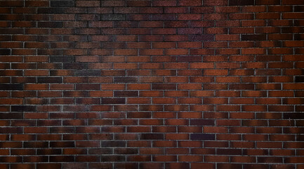 old brown brick wall texture used as background, brick wall texture for for interior or exterior design. backdrop in vintage dark color tone. empty, old, red brick wall background with copy space.