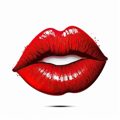 Graphic design of red women's lips, generative ai