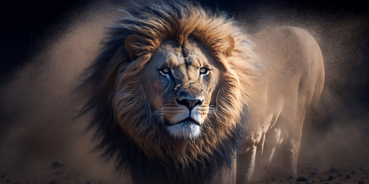 Background of a Lion, blue eyes Gernerative AI