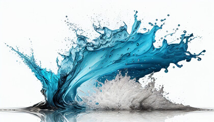 splash with splashes of pure transparent water on a white background. AI generated