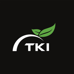 TKI letter nature logo design on black background. TKI creative initials letter leaf logo concept. TKI letter design.